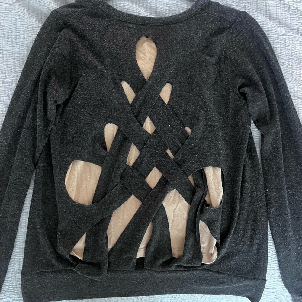 Chaser Women's grey top with Unique Back Design